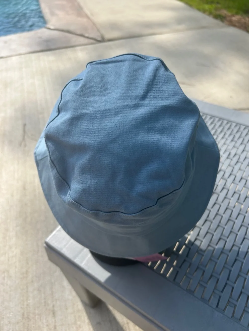 SHEIN Blue Reversible Bucket Hat with Pearl Trim and Rainbow Care Bear Patch - Picture 3 of 4